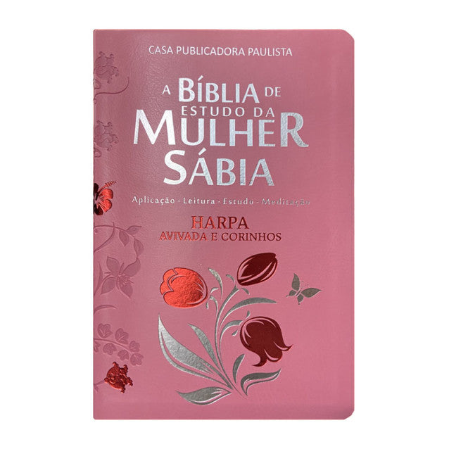 Bíblia da mulher sábia FULL COLOR - Harpa e Corinhos - TULIPA ROSA