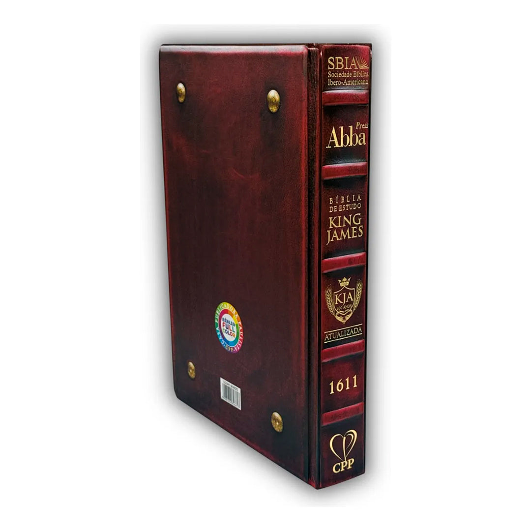 Bíblia De Estudo King James | KJA 1611 | PPM | Full Color | Capa Dura | Couro Bordô