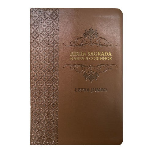 Bíblia Jumbo |ARC | FULL COLOR - Harpa e Corinhos | CAPA PU LUXO | Arabesco Marrom