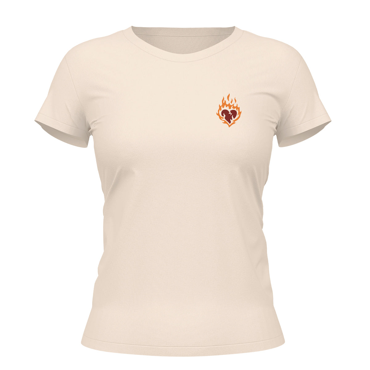 Camiseta Cristã Feminina - Coração em chamas | Off White