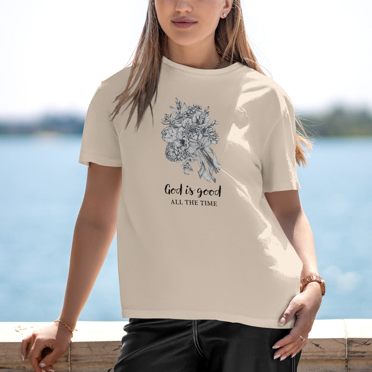 Camiseta Cristã Feminina - God is Good All Time | Off White