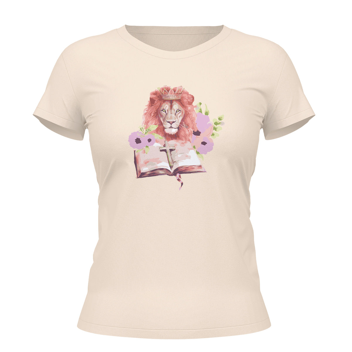 Camiseta Cristã Feminina - Leão Bíblia | Off White