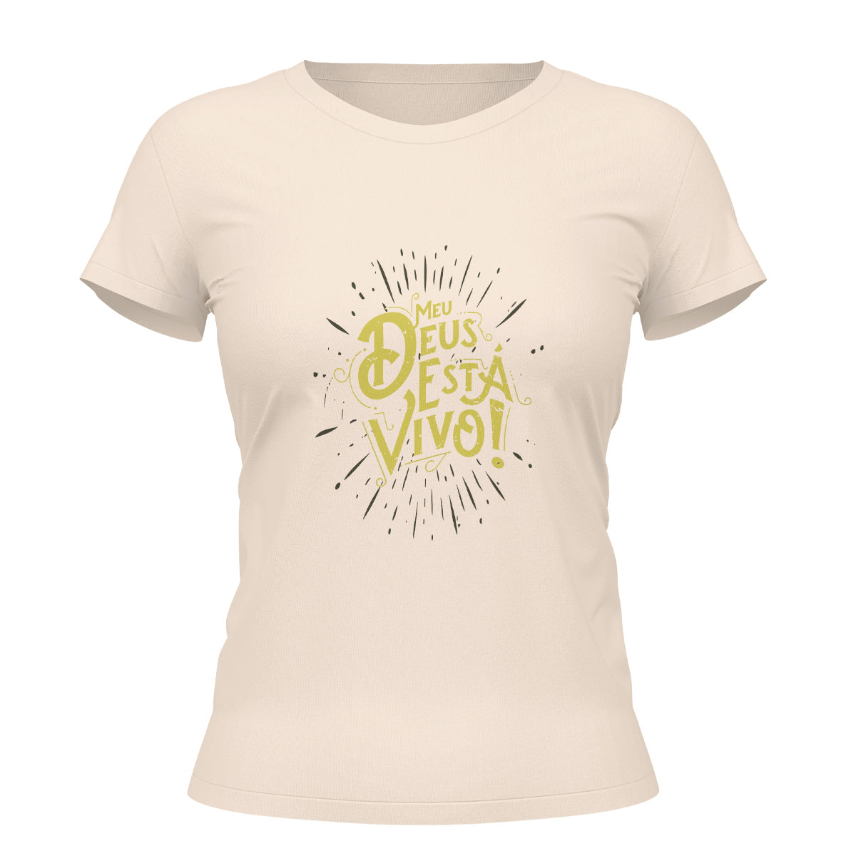 Camiseta Cristã Feminina - Meu Deus Está Vivo | Off White