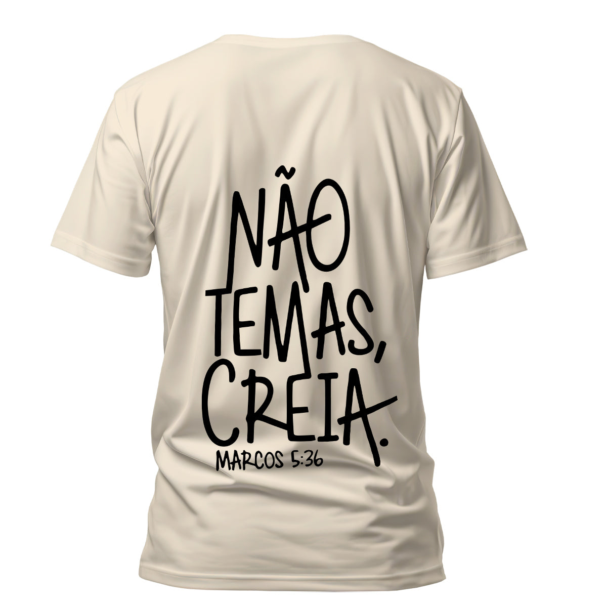 Camiseta Cristã Masculina - Não temas, creia | Off White