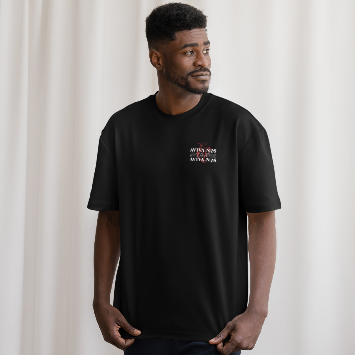 Camiseta Cristã Masculina - Aviva-nos | Preta