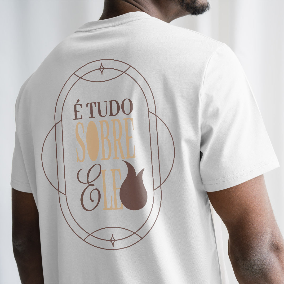 Camiseta Cristã Masculina - É Tudo Sobre Ele | Branca