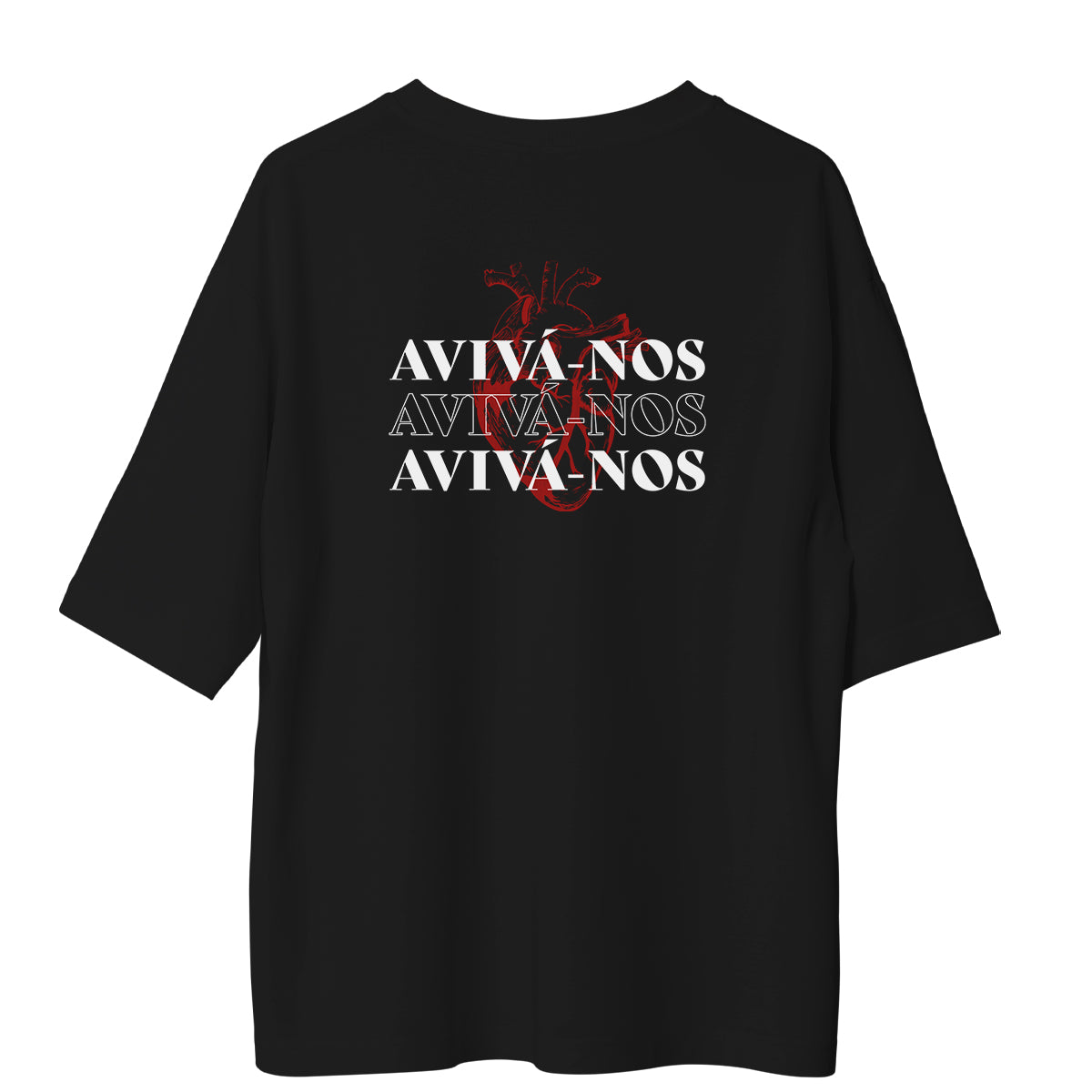 Camiseta Cristã Oversized - Aviva-nos | Preta