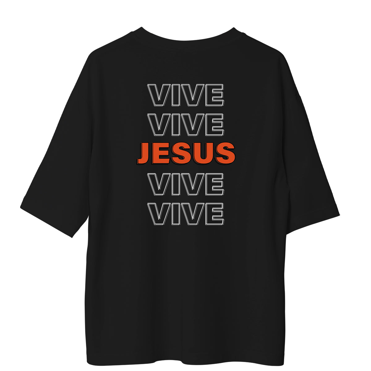 Camiseta Cristã Oversized - Jesus Vive | Preta