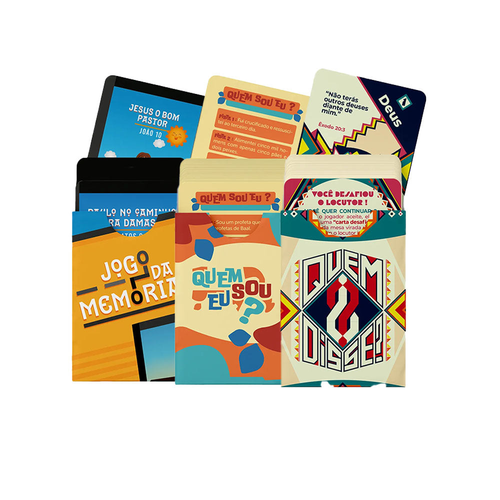 Kit 3 Jogos Bíblicos de Cartas | Unindo a Família atraves da Diversão