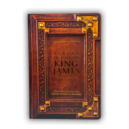 Bíblia De Estudo King James | KJA 1611 | PPM | Full Color | Capa Dura | Couro Marrom