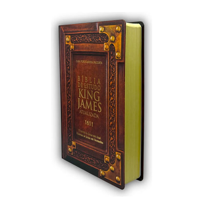 Bíblia De Estudo King James | KJA 1611 | PPM | Full Color | Capa Dura | Couro Marrom