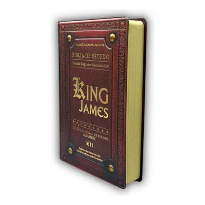 Bíblia De Estudo King James | KJA 1611 | PPM | Full Color | Capa Dura | Couro Bordô