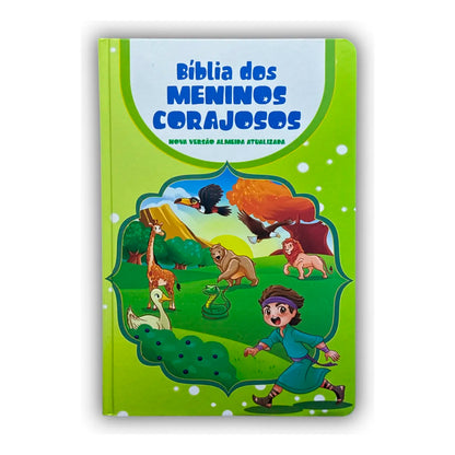 Bíblia Do Meninos Corajosos | NVA | Harpa Corinhos | Capa Dura | Verde