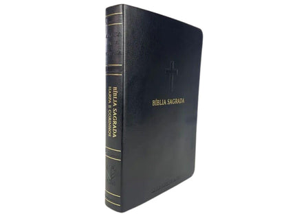 Bíblia Sagrada | Letra Hipergigante | ARC | Harpa Avivada e Corinhos | Capa PU Luxo | Cruz Preta