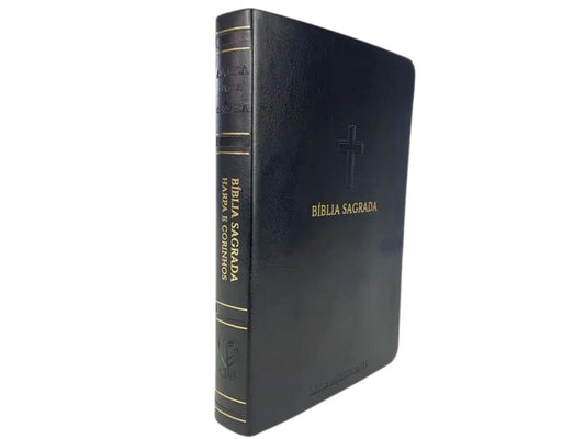 Bíblia Sagrada | Letra Hipergigante | ARC | Harpa Avivada e Corinhos | Capa PU Luxo | Cruz Preta