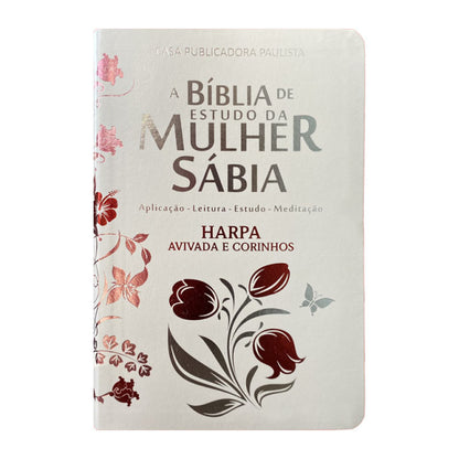 Bíblia da mulher sábia FULL COLOR - Harpa e Corinhos - TULIPA BRANCA