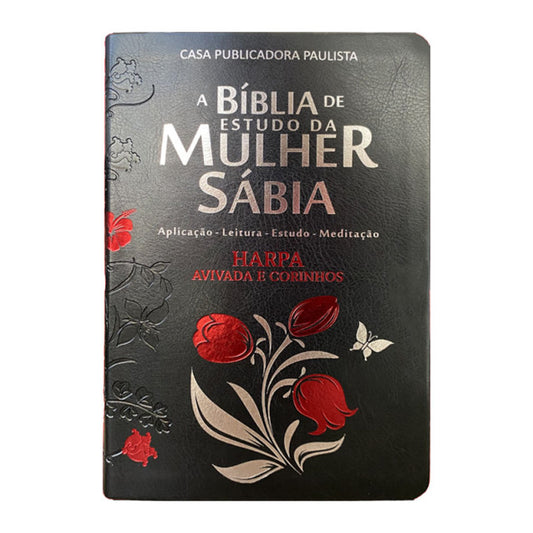 Bíblia da mulher sábia FULL COLOR - Harpa e Corinhos - TULIPA PRETA