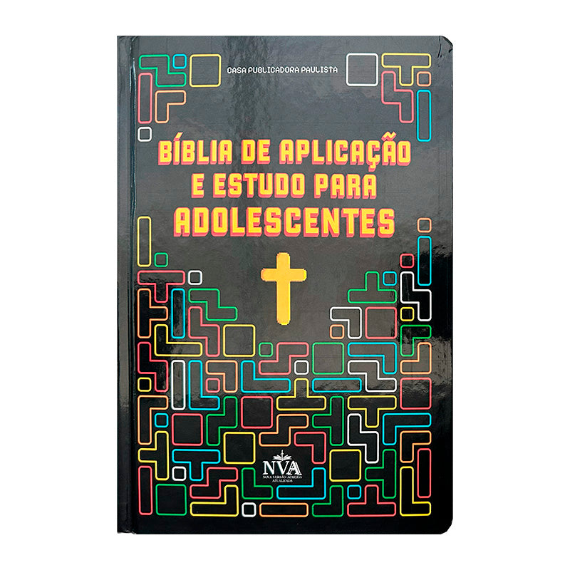 Bíblia de Aplicação e Estudo Para Adolescentes | Capa Dura | Capa Tetris