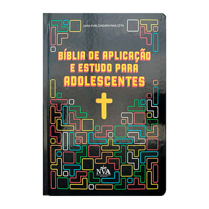 Bíblia de Aplicação e Estudo Para Adolescentes | Capa Dura | Capa Tetris