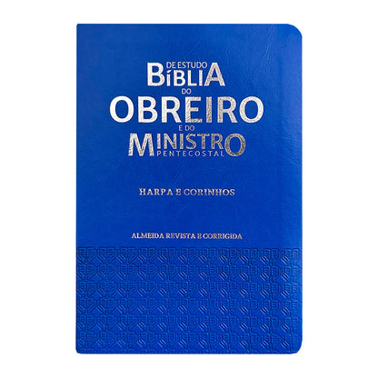 Bíblia do Obreiro | Almeida Revista e Corrigida | Harpa & Full Color | Capa PU | Azul