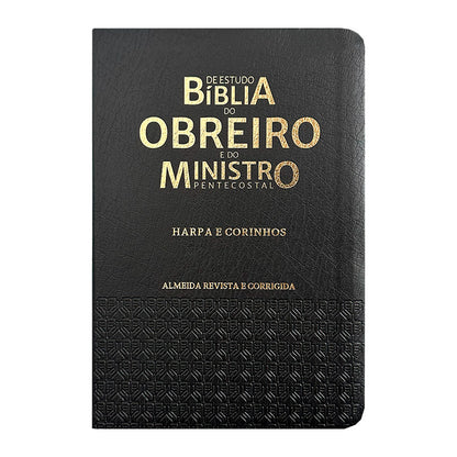 Bíblia do Obreiro | Almeida Revista e Corrigida | Harpa & Full Color | Capa PU | Preta