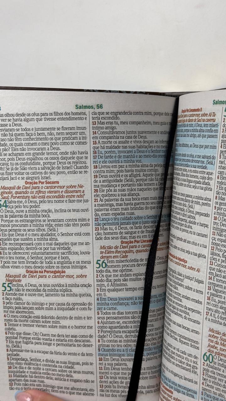 BIblia Hipergigante ARC Full Color c/ Harpa PU Luxo com Índice - Dourada Cruz Azul