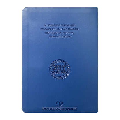BIblia Hipergigante ARC Full Color c/ Harpa PU Luxo com Índice - Dourada Cruz Azul