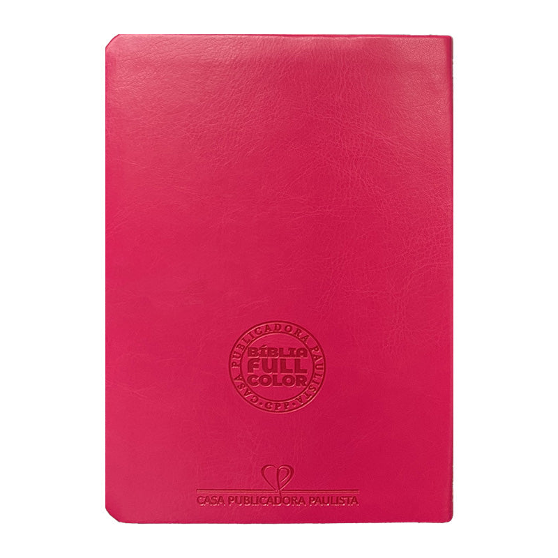 BIblia Hipergigante ARC Full Color c/ Harpa PU Luxo com Índice - Prateada Dália Pink