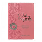 BIblia Hipergigante ARC Full Color c/ Harpa PU Luxo com Índice - Prateada Floral Dália Rosa