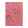 BIblia Hipergigante ARC Full Color c/ Harpa PU Luxo com Índice - Prateada Floral Dália Rosa