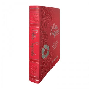 BIblia Hipergigante ARC Full Color c/ Harpa PU Luxo com Índice - Prateada Floral Dália Vermelha