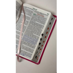 BIblia Hipergigante ARC Full Color c/ Harpa PU Luxo com Índice - Prateada Floral Margarida Pink