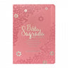 BIblia Hipergigante ARC Full Color c/ Harpa PU Luxo com Índice - Prateada Floral Margarida Rosa