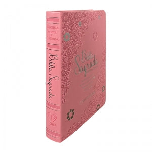BIblia Hipergigante ARC Full Color c/ Harpa PU Luxo com Índice - Prateada Floral Margarida Rosa