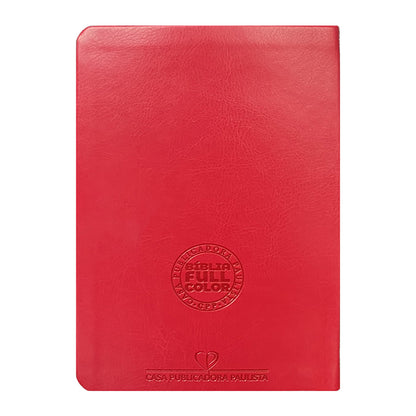 BIblia Hipergigante ARC Full Color c/ Harpa PU Luxo com Índice - Prateada Floral Margarida Vermelha