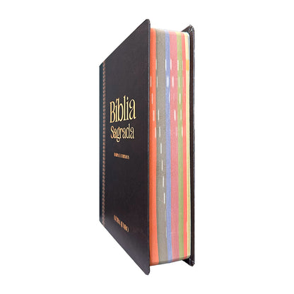 Bíblia Jumbo | Almeida Revista e Corrigida | Letra Jumbo | Harpa & Full Color | Capa Dura | Preta e Marrom