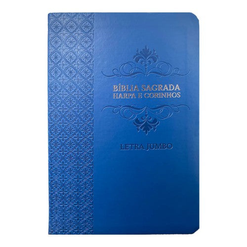 Bíblia Jumbo |ARC |  FULL COLOR - Harpa e Corinhos | CAPA PU LUXO | Arabesco Azul