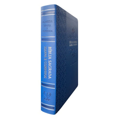Bíblia Jumbo |ARC |  FULL COLOR - Harpa e Corinhos | CAPA PU LUXO | Arabesco Azul
