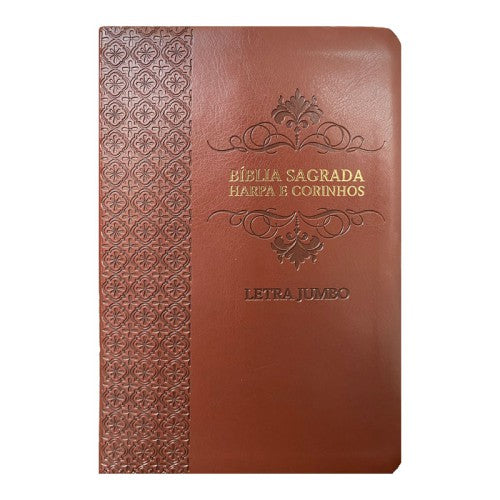 Bíblia Jumbo |ARC |  FULL COLOR - Harpa e Corinhos | CAPA PU LUXO | Arabesco Bordô