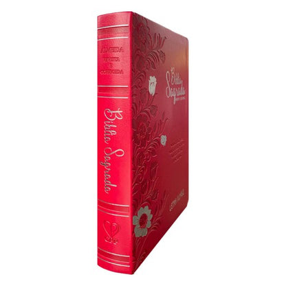 Bíblia Jumbo |ARC |  FULL COLOR - Harpa e Corinhos | CAPA PU LUXO | Floral Vermelha