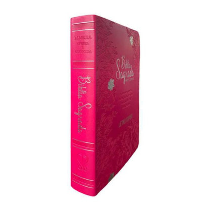 Bíblia Jumbo |ARC |  FULL COLOR - Harpa e Corinhos | CAPA PU LUXO | Jardim Pink
