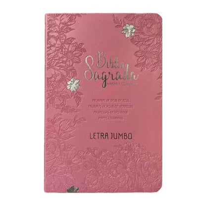 Bíblia Jumbo |ARC |  FULL COLOR - Harpa e Corinhos | CAPA PU LUXO | Jardim Rosa