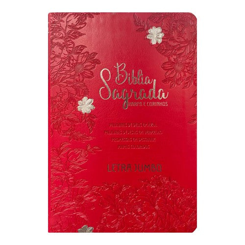 Bíblia Jumbo |ARC |  FULL COLOR - Harpa e Corinhos | CAPA PU LUXO | Jardim Vermelha