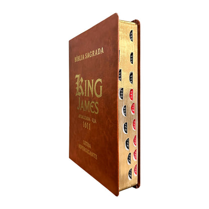 Bíblia King James Atualizada | Letra Hipergigante | Com Índice | Capa PU Luxo | Marrom