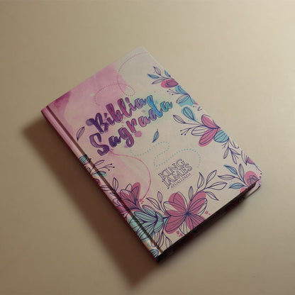 Bíblia KJA | Capa Dura | Slim |Edição Luxo| Flores Desenho