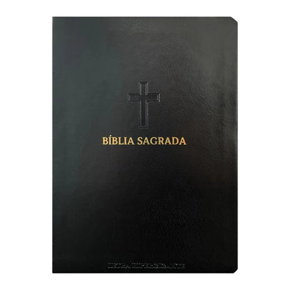 Bíblia Letra Hipergigante | ARC | Full Color | Capa PU Luxo c/ Harpa e Índice | Dourada Cruz Preta