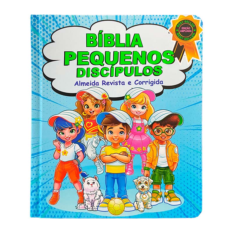 Bíblia Pequenos Discípulos | Almeida Revista e Corrigida | Edição Ampliada | Full Color | Capa Dura | Azul