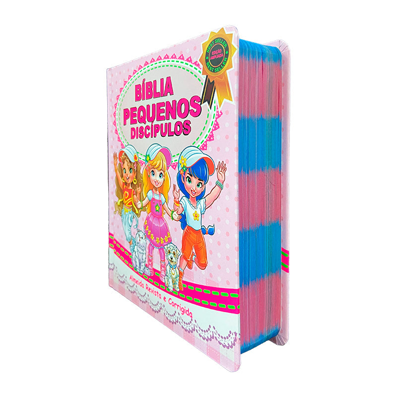 Bíblia Pequenos Discípulos | Almeida Revista e Corrigida | Edição Ampliada | Full Color | Capa Dura | Rosa