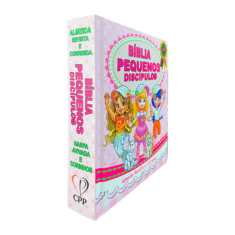 Bíblia Pequenos Discípulos | Almeida Revista e Corrigida | Edição Ampliada | Full Color | Capa Dura | Rosa