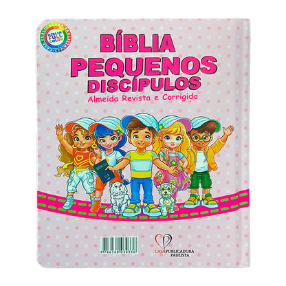Bíblia Pequenos Discípulos | Almeida Revista e Corrigida | Edição Ampliada | Full Color | Capa Dura | Rosa